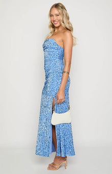 Rita Sequin Strapless Maxi Dress | Blue