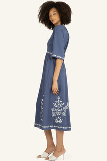 Roam Dress | Blue x Off-White Embroidery