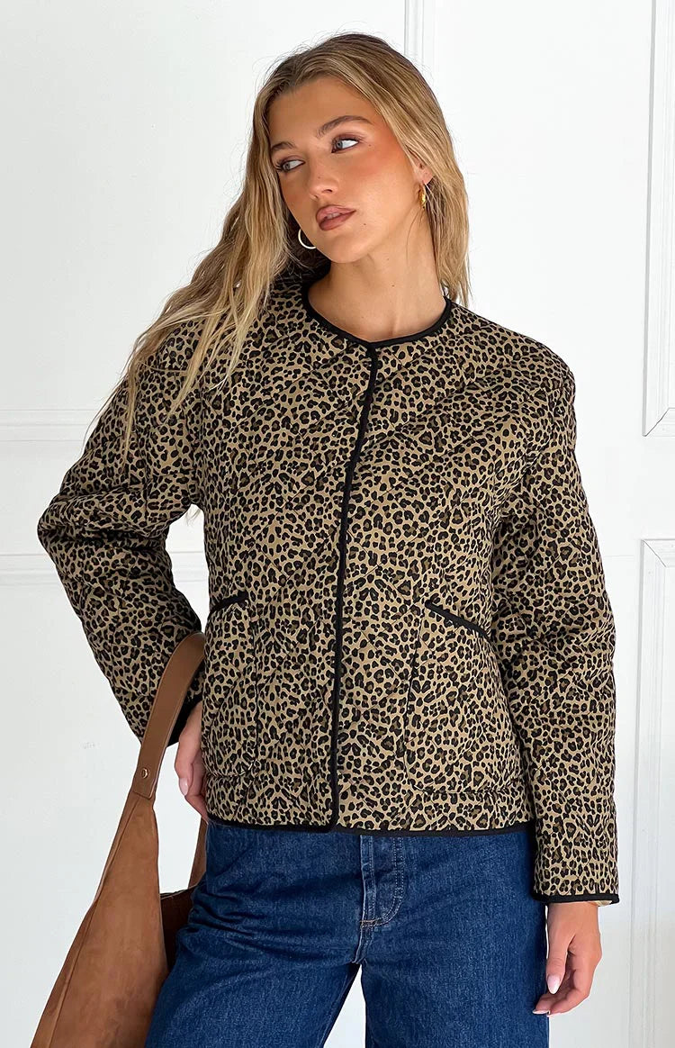 Robbie Quilted Jacket | Leopard Print