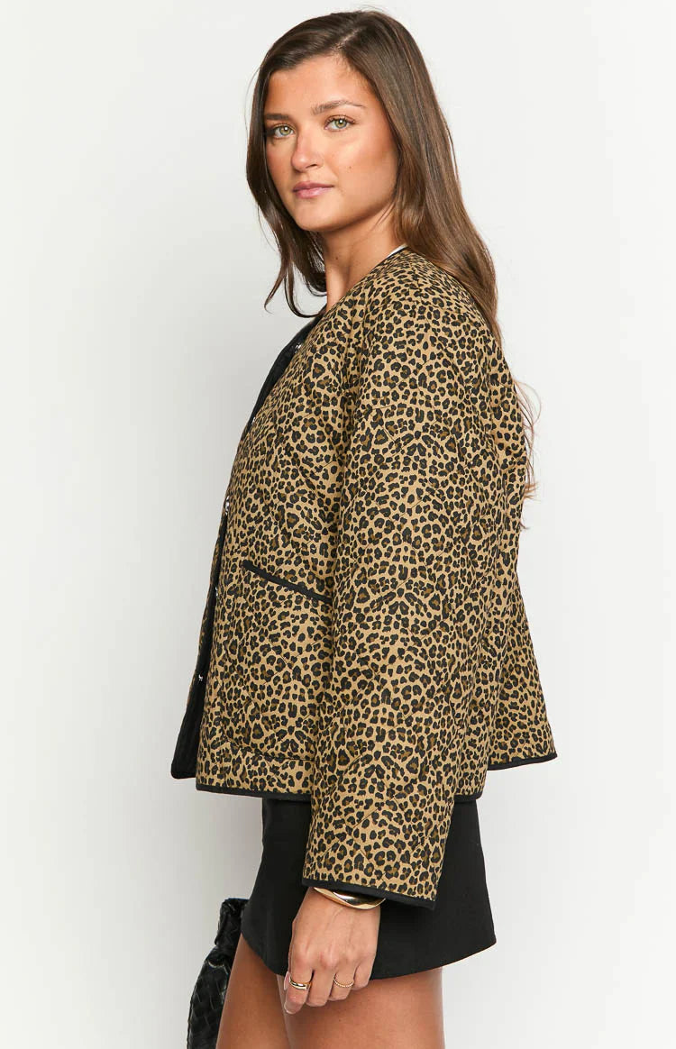 Robbie Quilted Jacket | Leopard Print