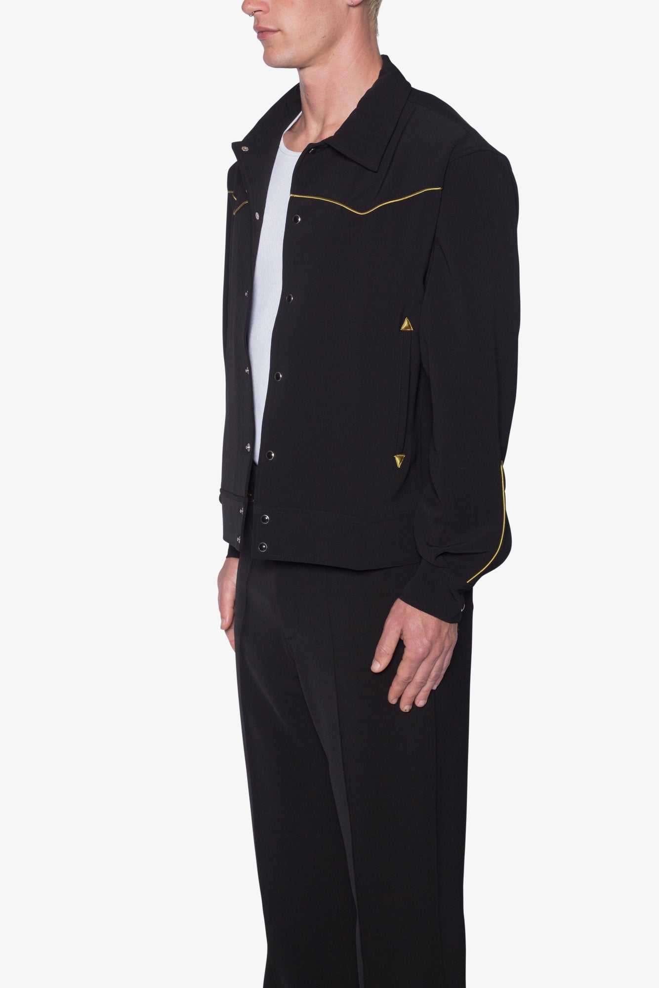 Rodeo Stitch Button Up Shirt | Black x Gold