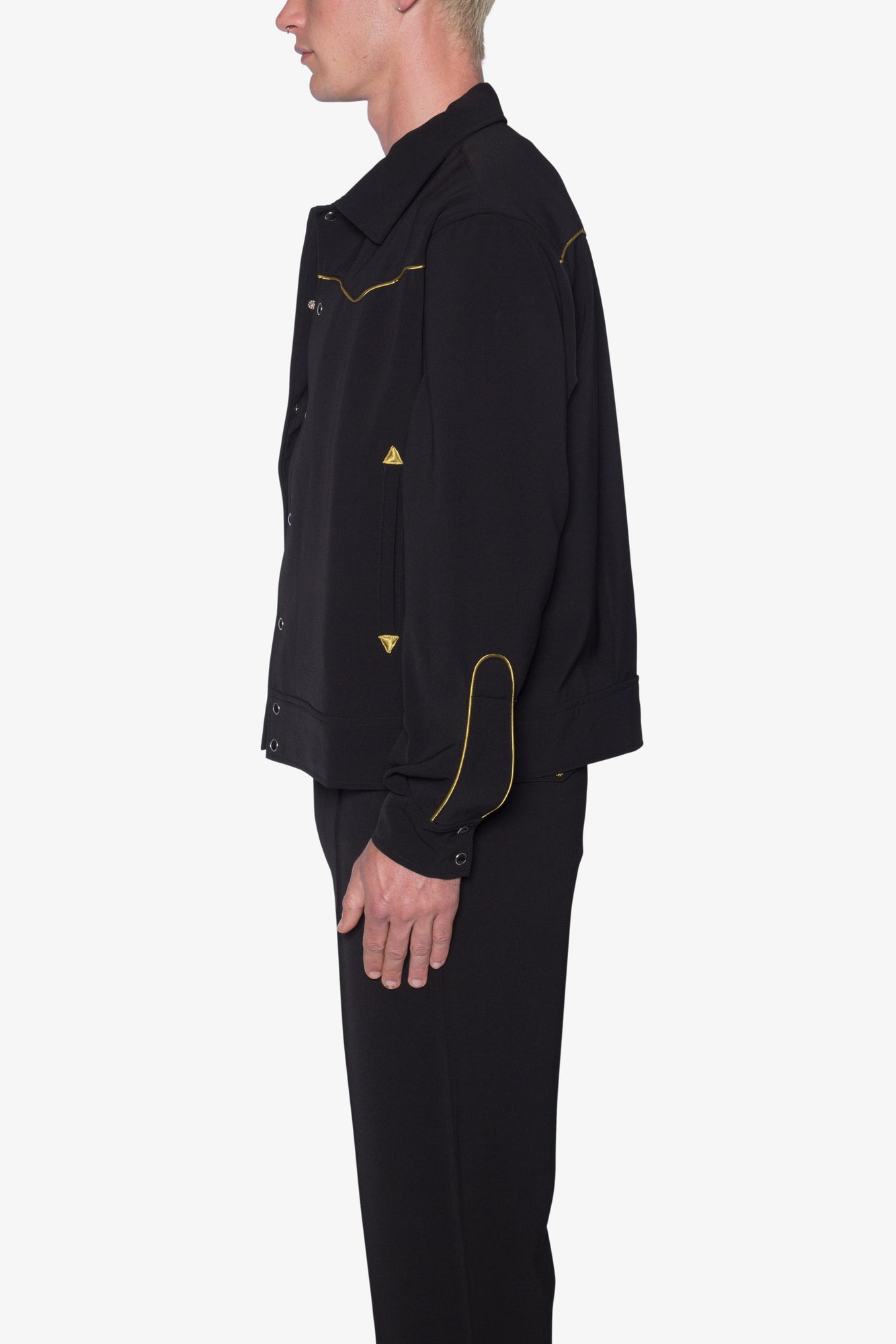 Rodeo Stitch Button Up Shirt | Black x Gold