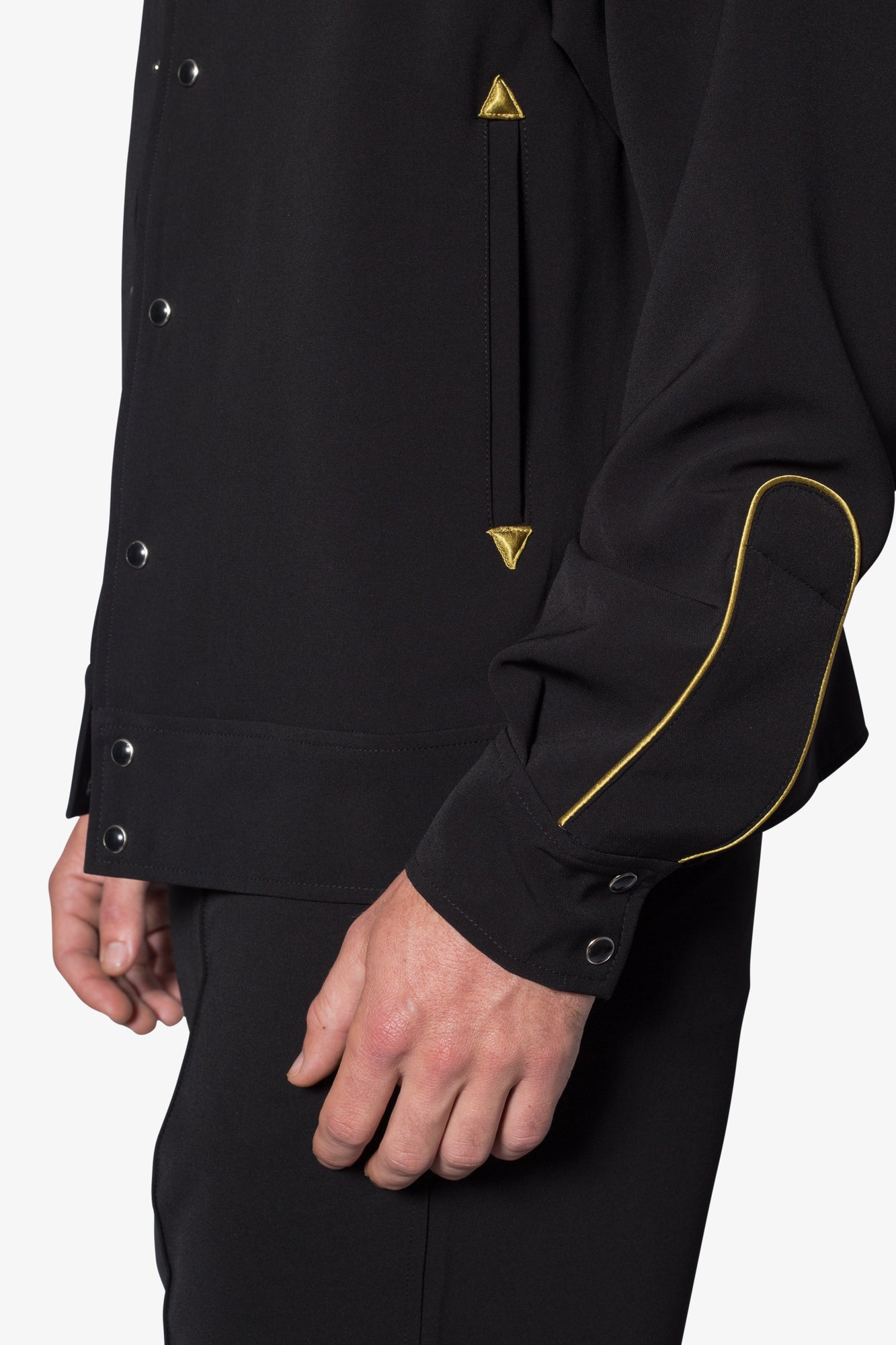 Rodeo Stitch Button Up Shirt | Black x Gold