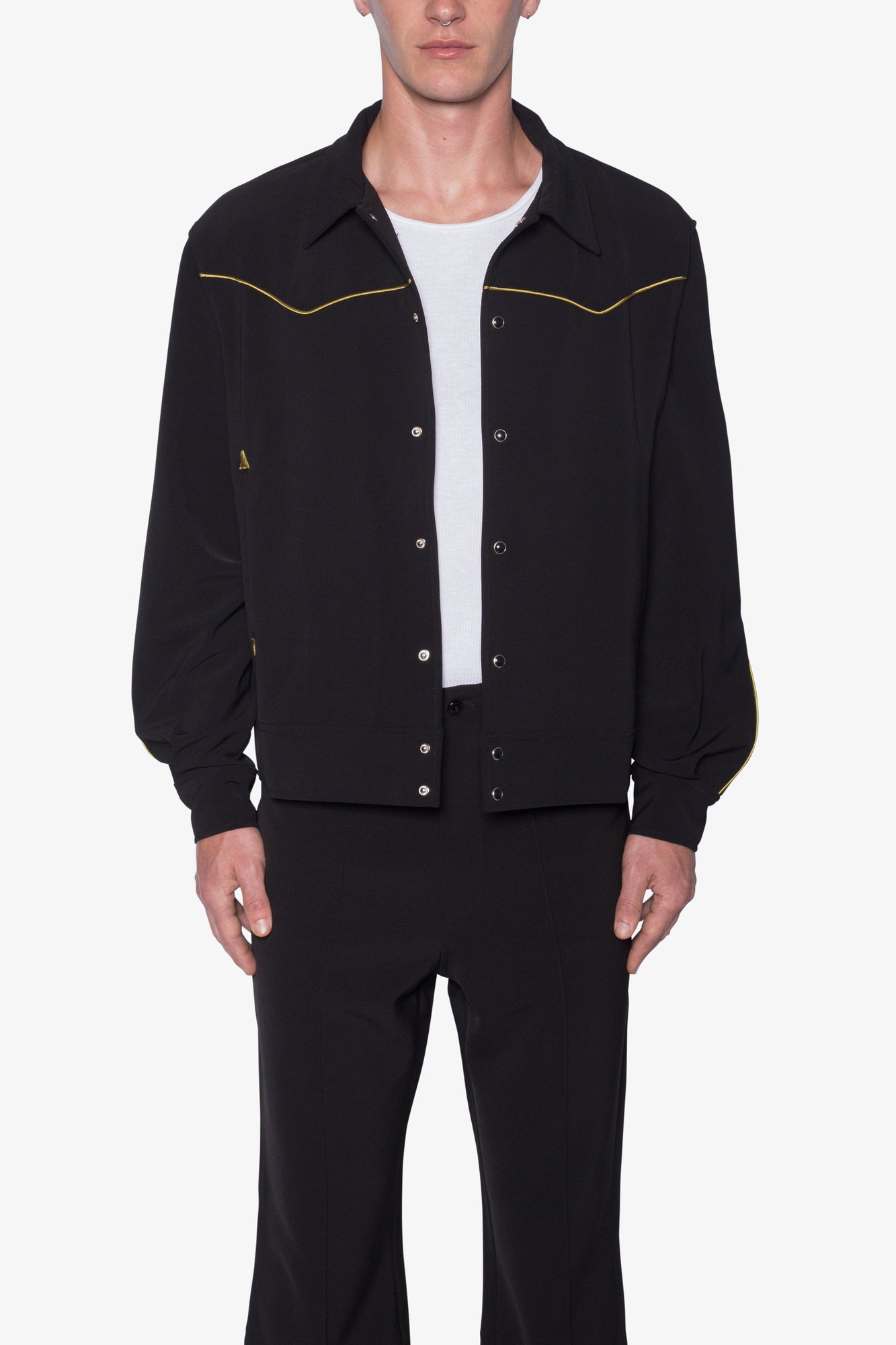 Rodeo Stitch Button Up Shirt | Black x Gold