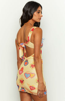 Romeo Print Mini Dress | Yellow