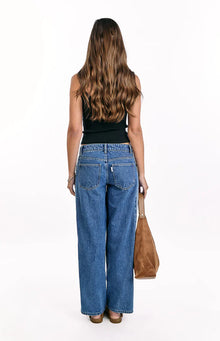 Roonie Contrast Stripe Denim Low Rise Jeans | Mid Wash