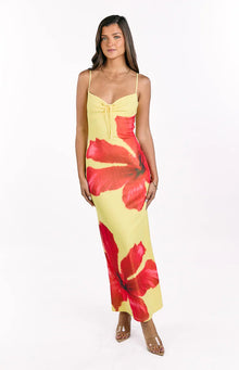 Rosalyn Hibiscus Print Maxi Dress | Yellow