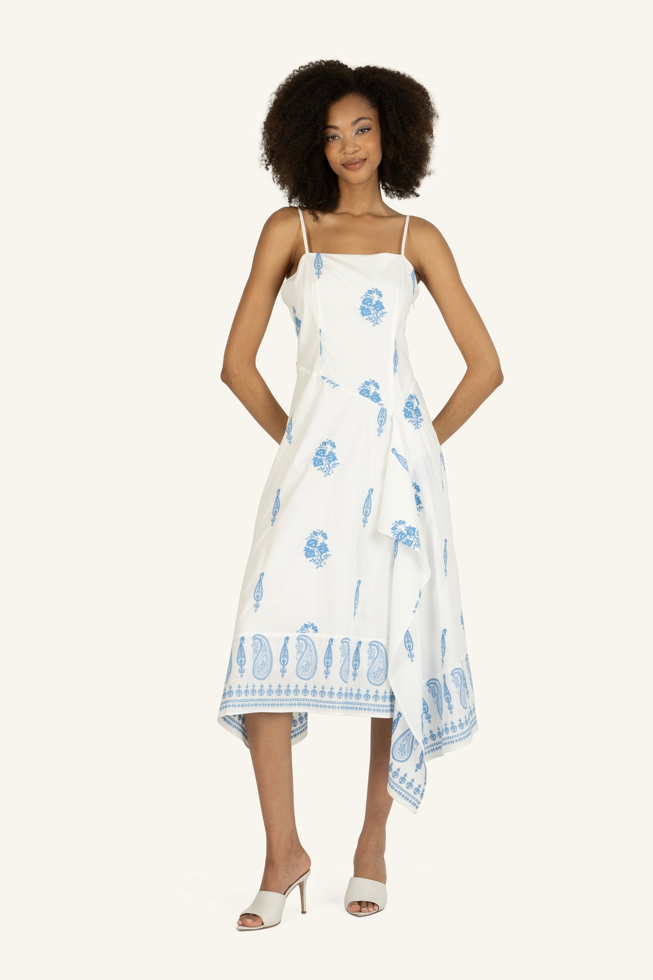 Rosetta Dress | Off-White x Blue Embroidery