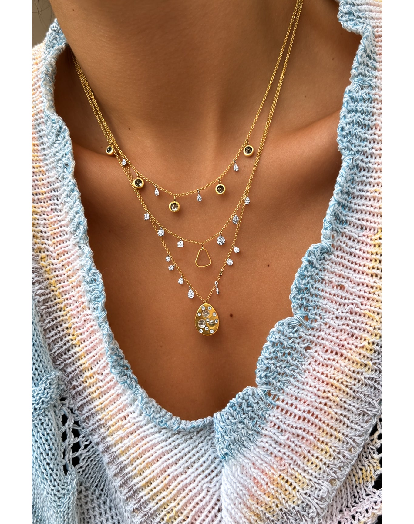 Rough Diamond Station Necklace | 14K Yellow Gold