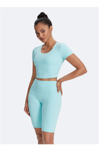 Round Neck Crop Top | Arctic Blue