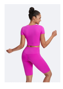 Round Neck Crop Top | Glow Pink