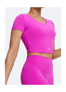 Round Neck Crop Top | Glow Pink