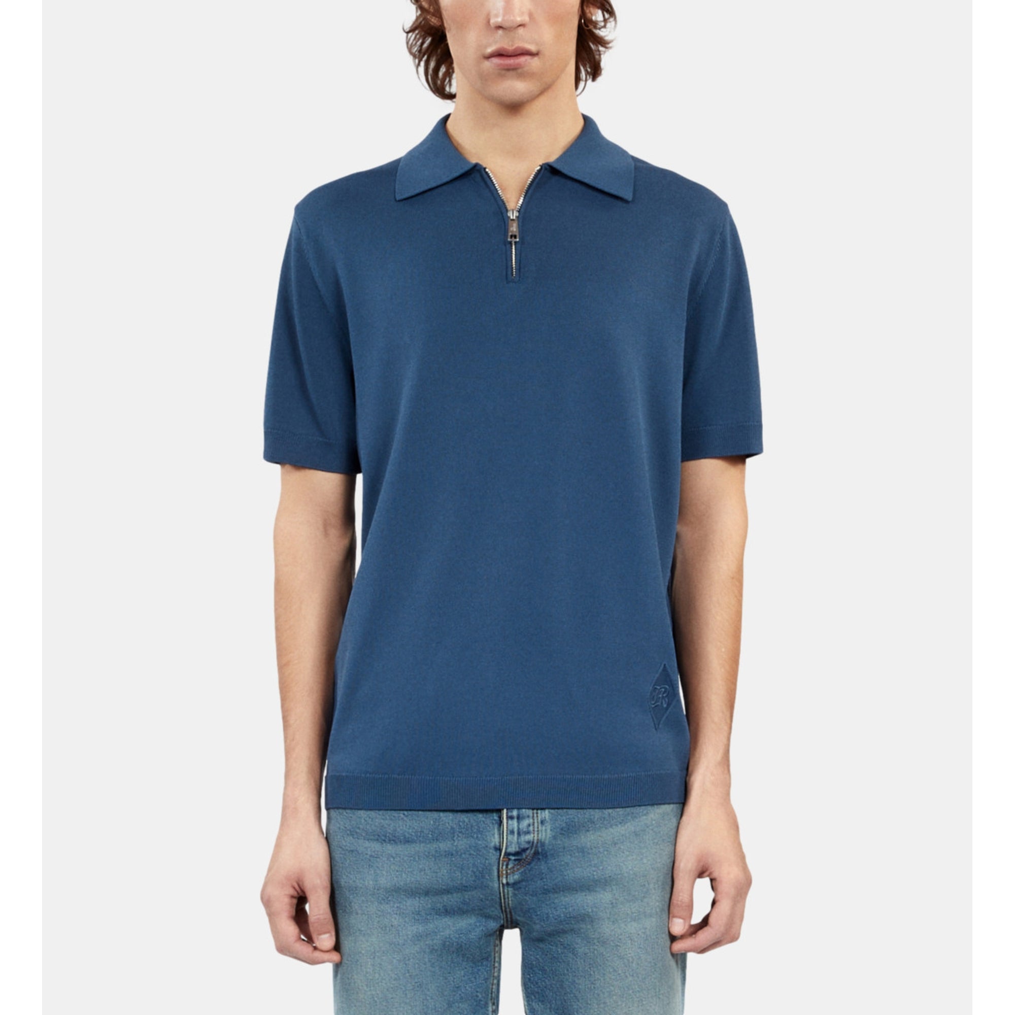 Royal Blue Knitted Polo T-Shirt | Men | Middle Navy