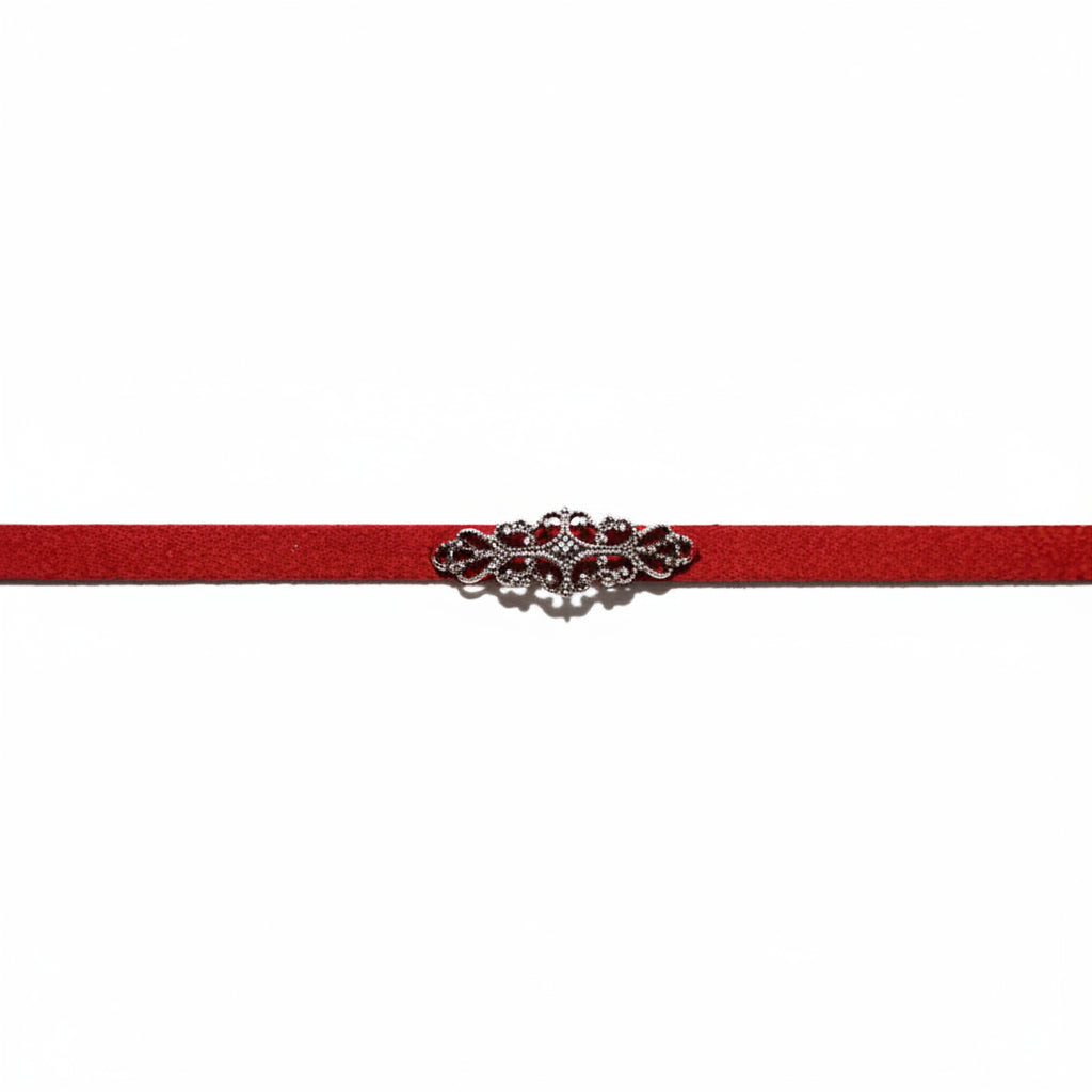 Royal Choker Burgundy | Rhodium-Plated Brass