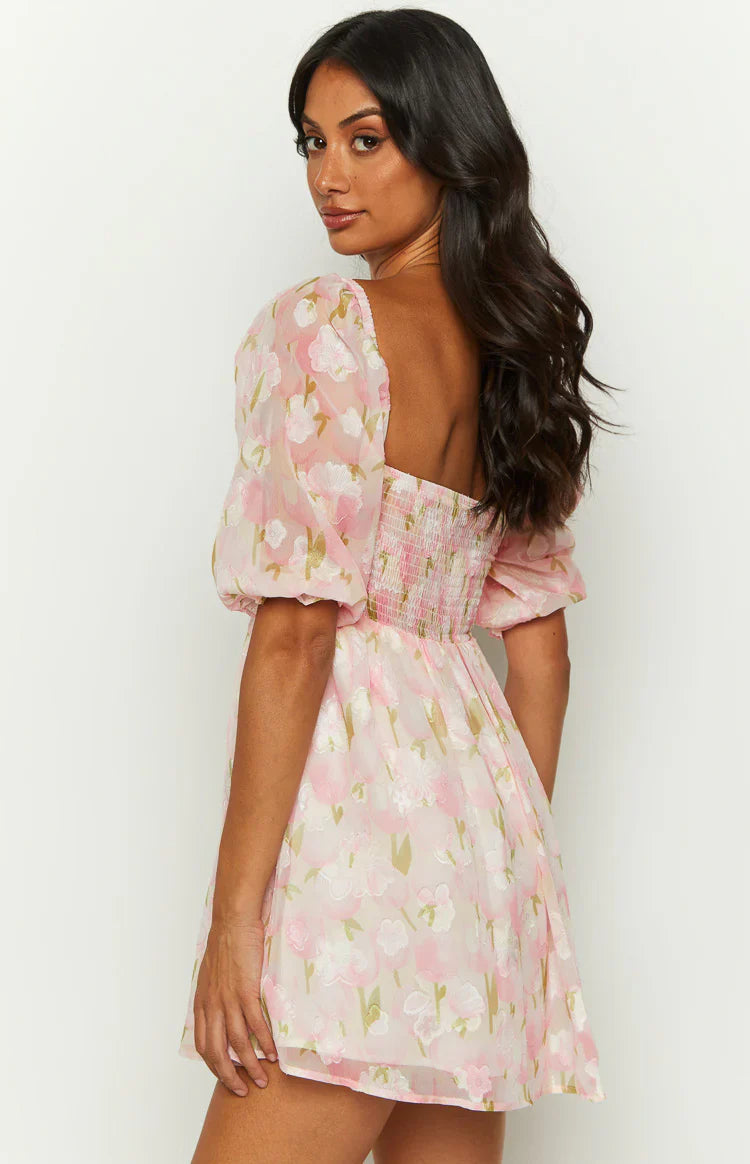 Rubi Floral Babydoll Mini Dress | Pink