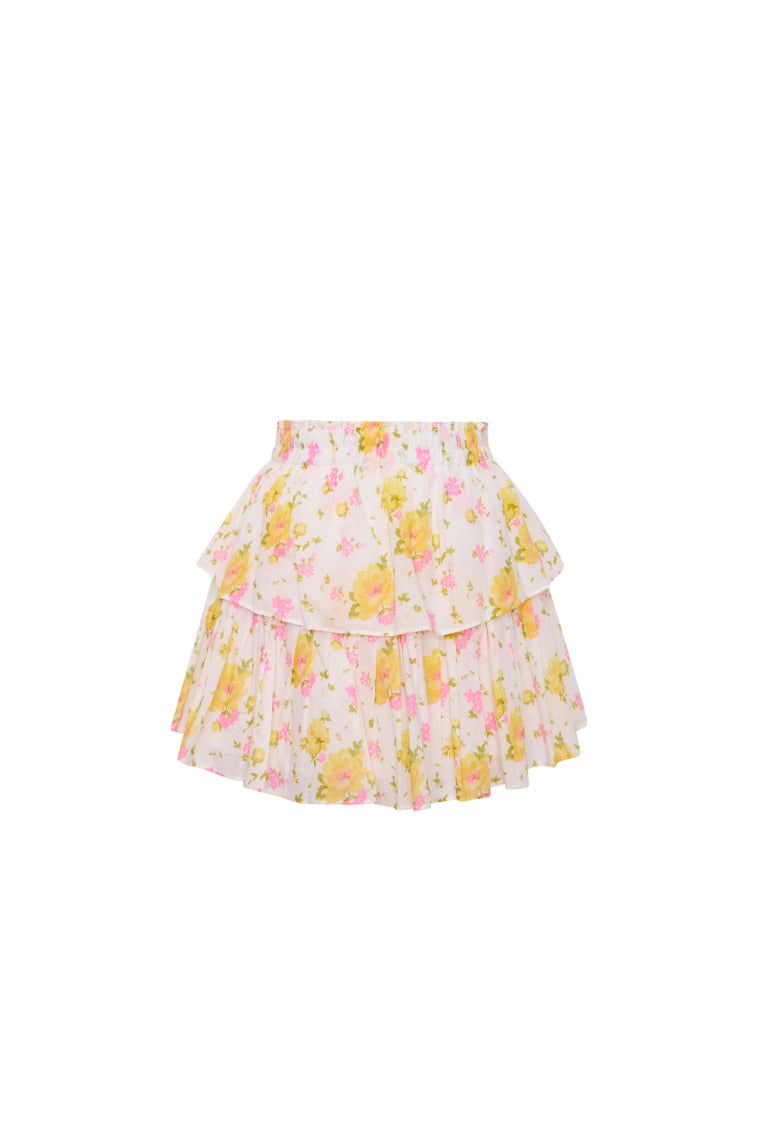 Ruffle Mini Floral Skirt | White Multi