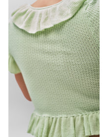 Ruffle Knit Tie Top | Pistachio