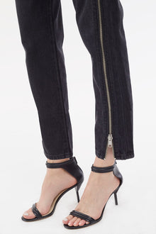 Zippered Denim Pant | Black
