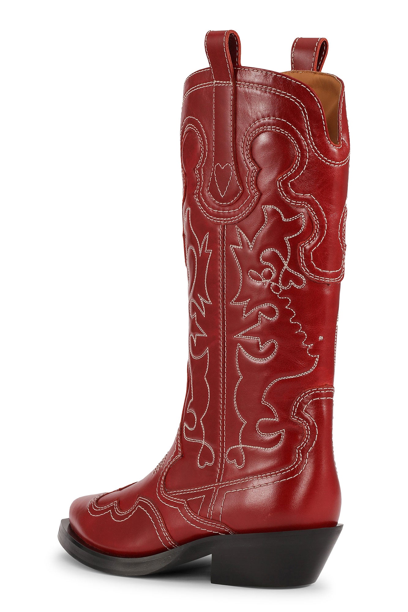 Mid Shaft Embroidered Western Boot | Barbados Cherry