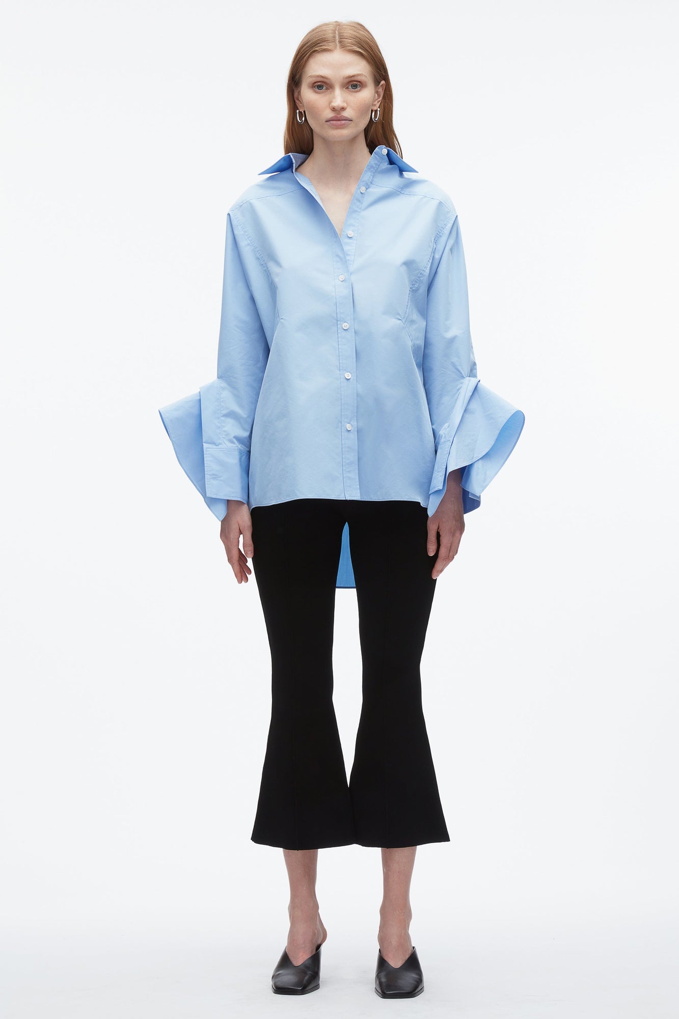Oversize Shirt with Cascade Cuff | Oxford Blue
