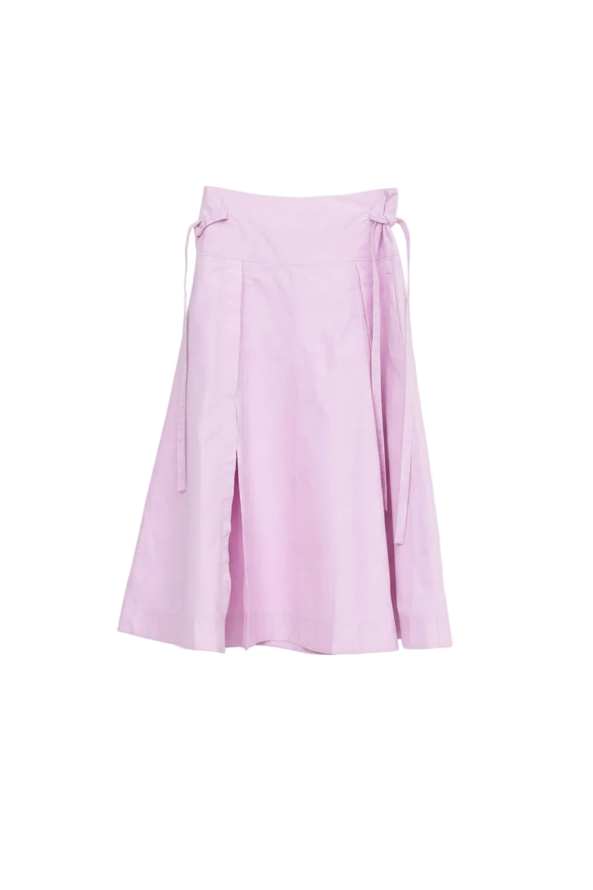 Button Front Tie Waist Midi Skirt | Wisteria