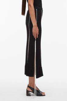 Knit Midi Skirt with Piping | Midnight/Ivory