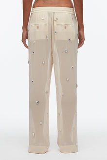 Halo Embroidered Chiffon Pant | Champagne