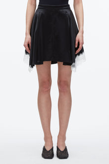 Liquid Satin Mini Skirt | Black/Ivory