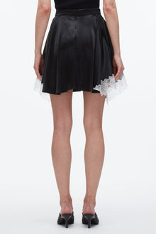 Liquid Satin Mini Skirt | Black/Ivory
