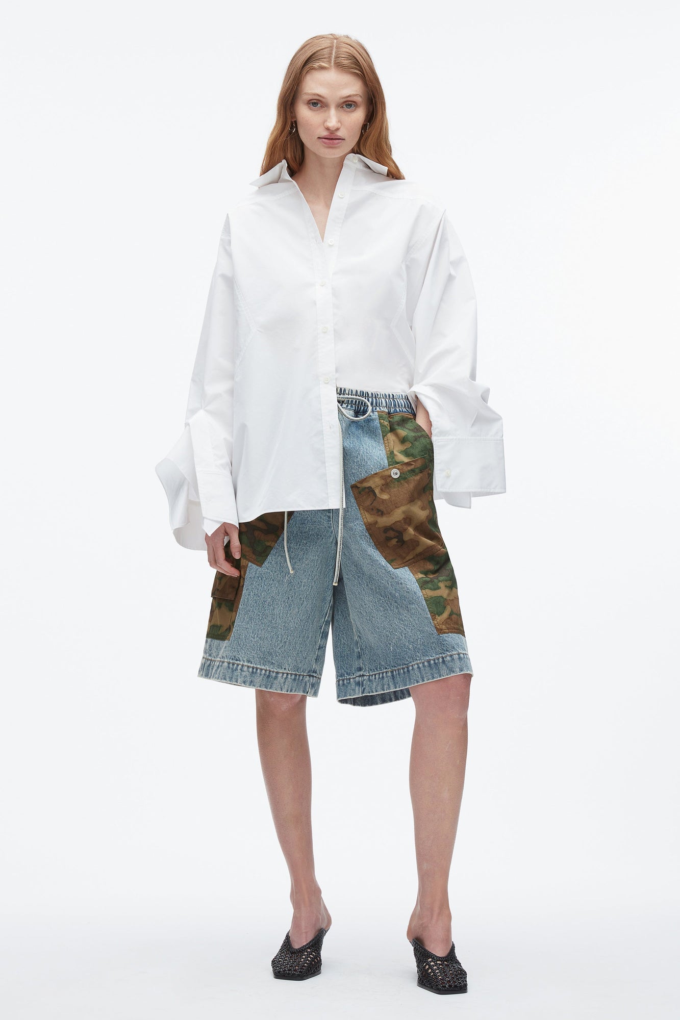 Patchwork Camo Basketball Short | Dark Olive Multi