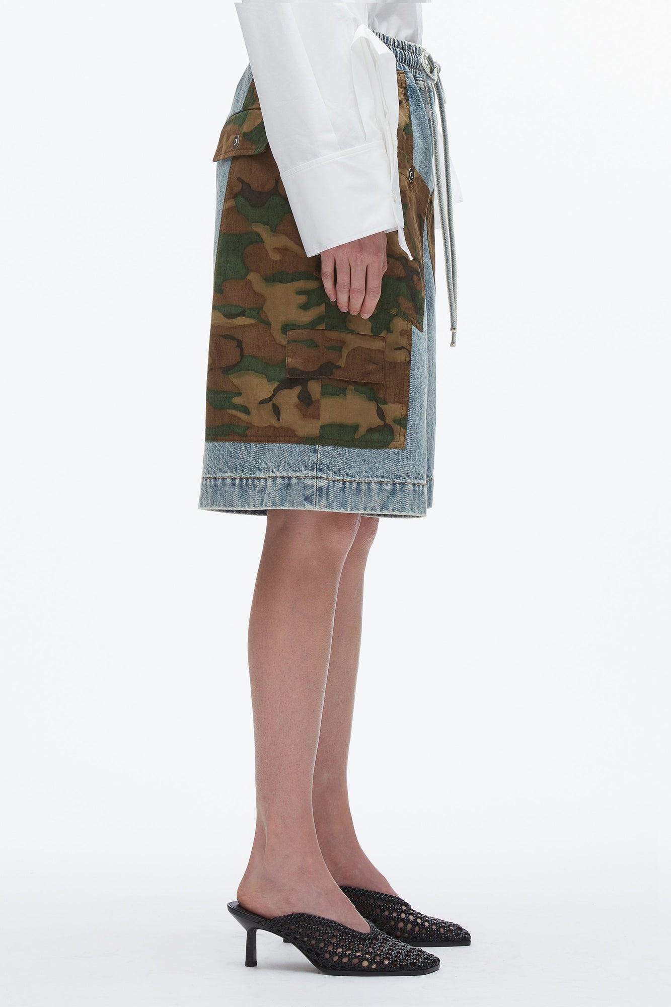 Patchwork Camo Basketball Short | Dark Olive Multi