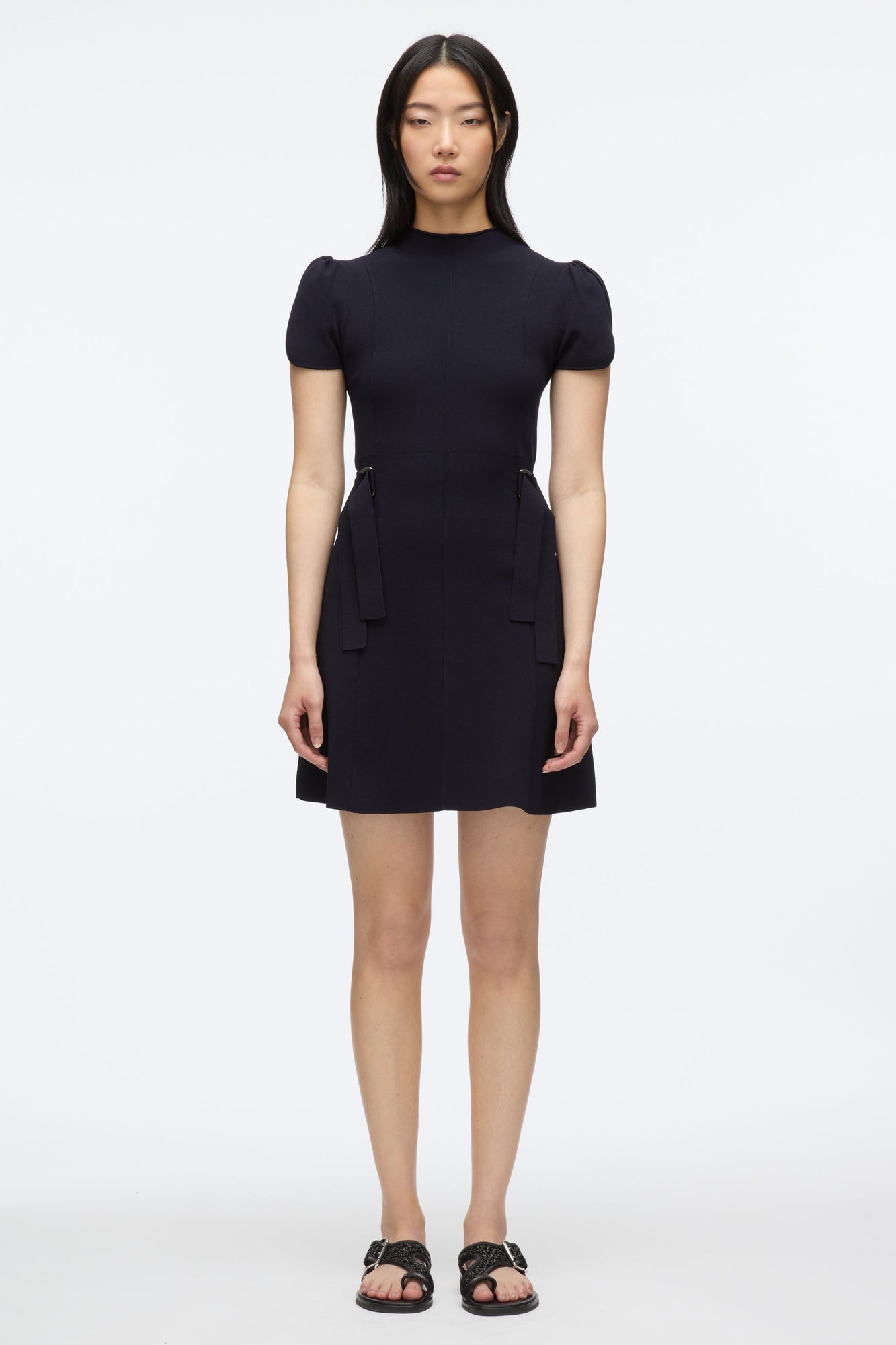 Compact Rib Tulip Dress | Midnight