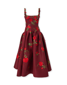 Embroidered Sleeveless Scoop Neck Drop Waist Dress | Rioja Multi