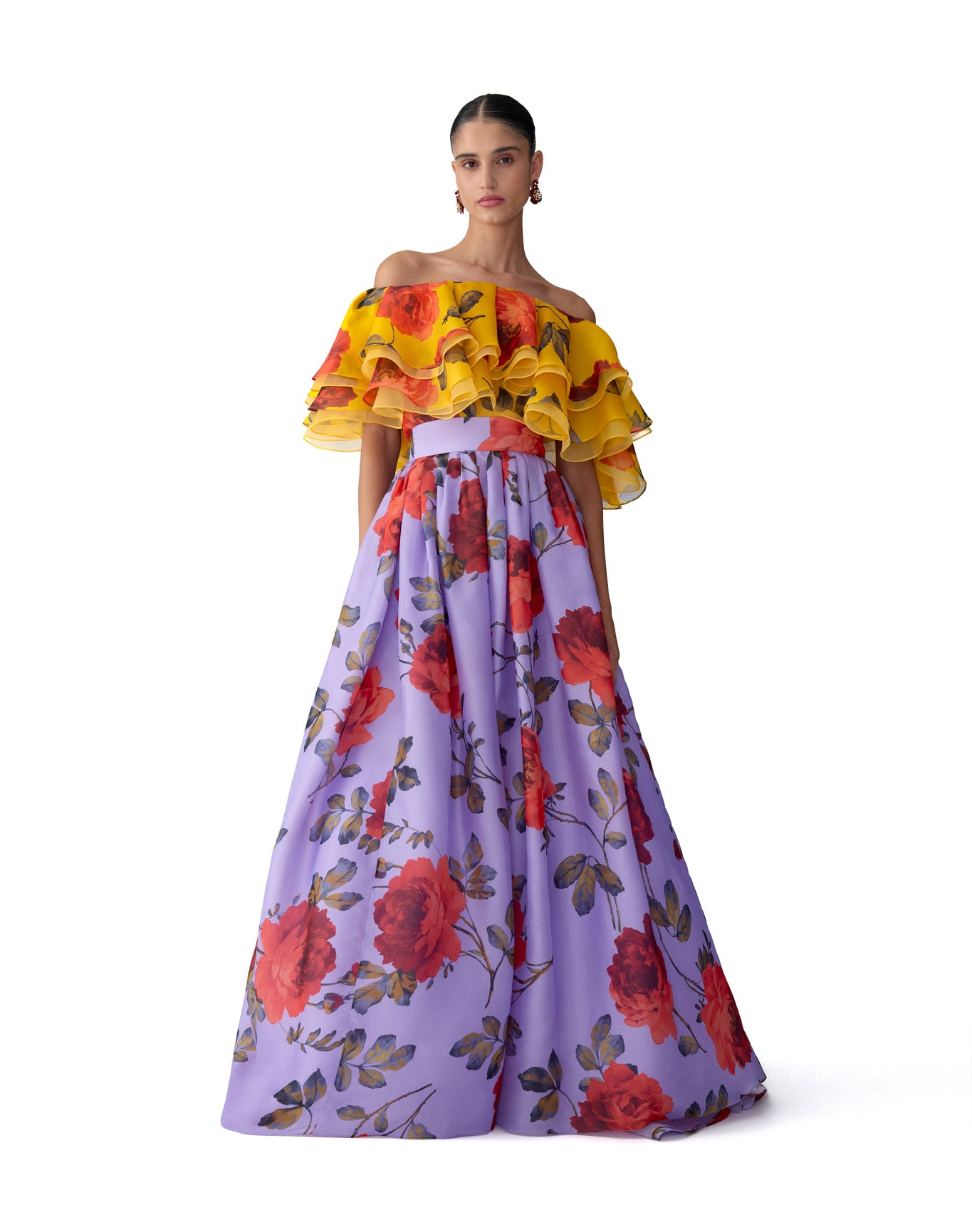 Off-Shoulder Ruffle Top | Saffron Multi