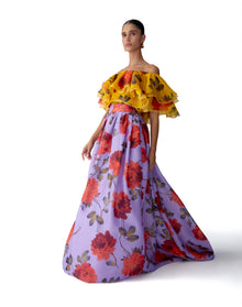 Off-Shoulder Ruffle Top | Saffron Multi