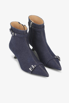 Eyelets Kitten Heel Boot Denim | Dark Navy