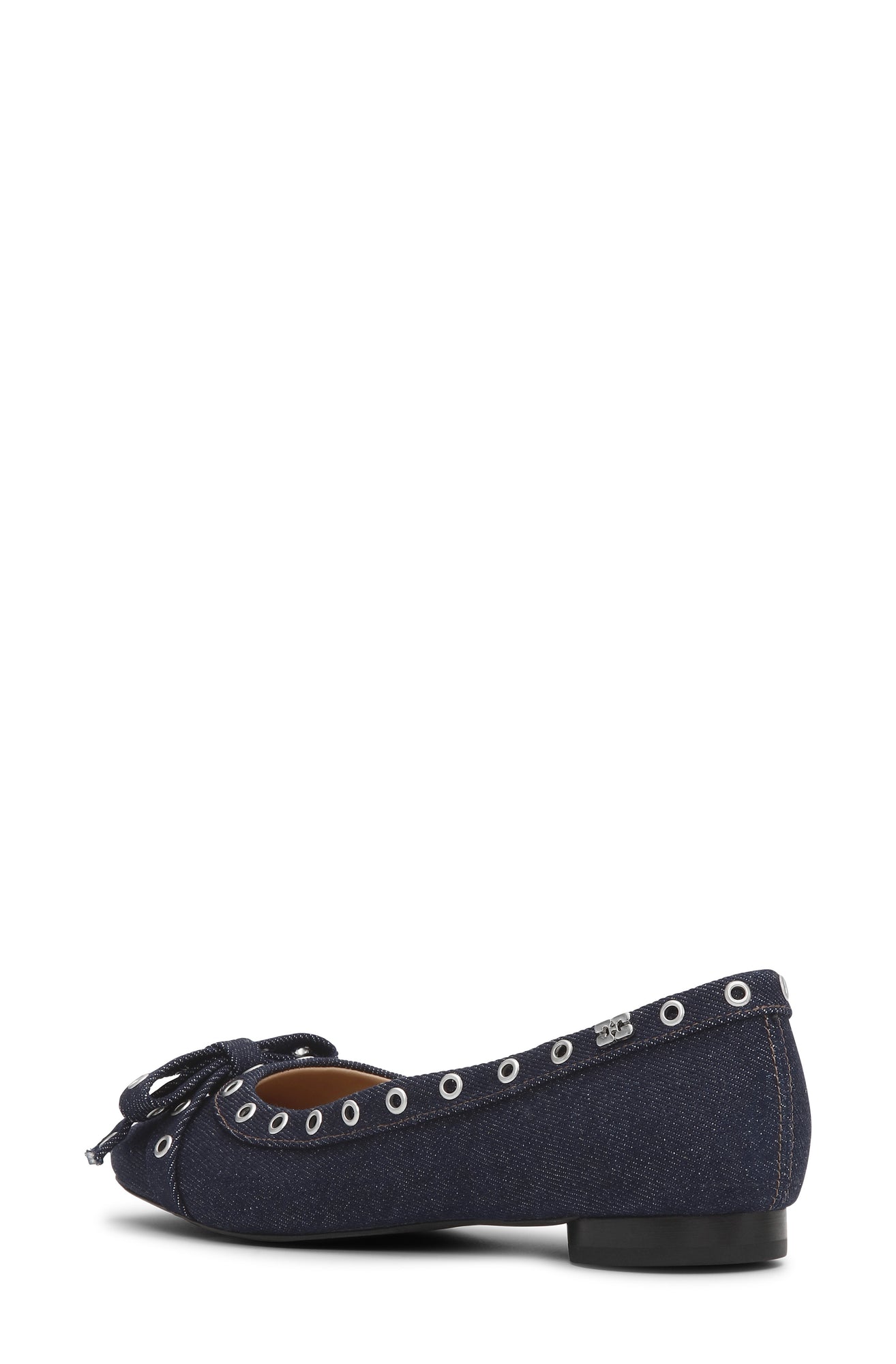 Eyelets Bow Ballerina Denim | Dark Navy