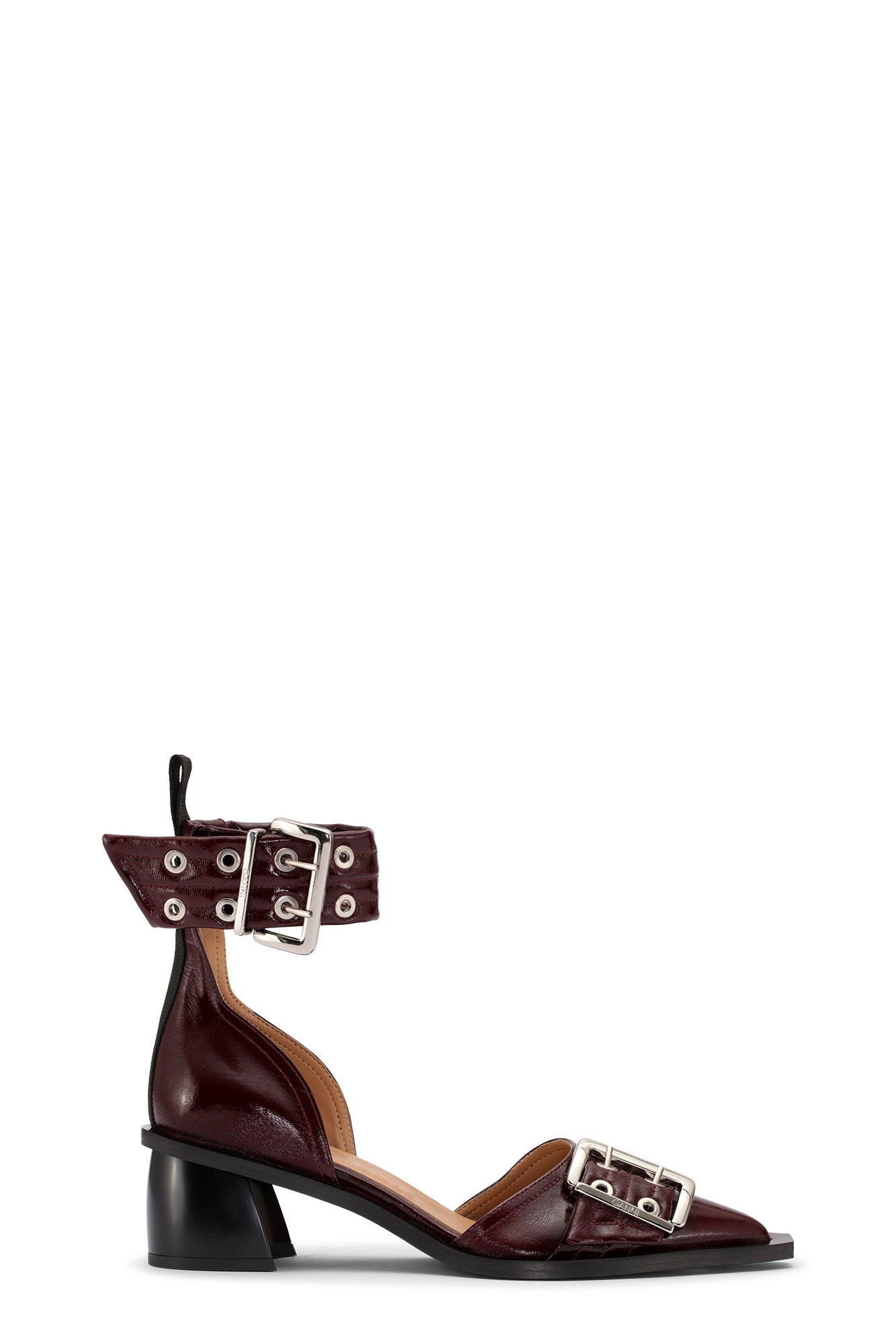 Feminine Buckle Open Cut Pump Naplack | Burgundy