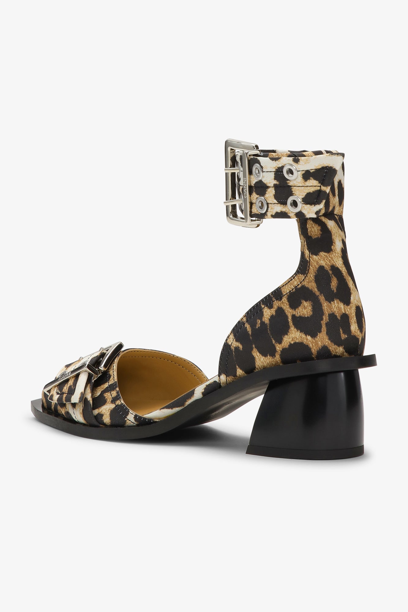 Feminine Buckle Open Cut Pump Satin Print | Leopard
