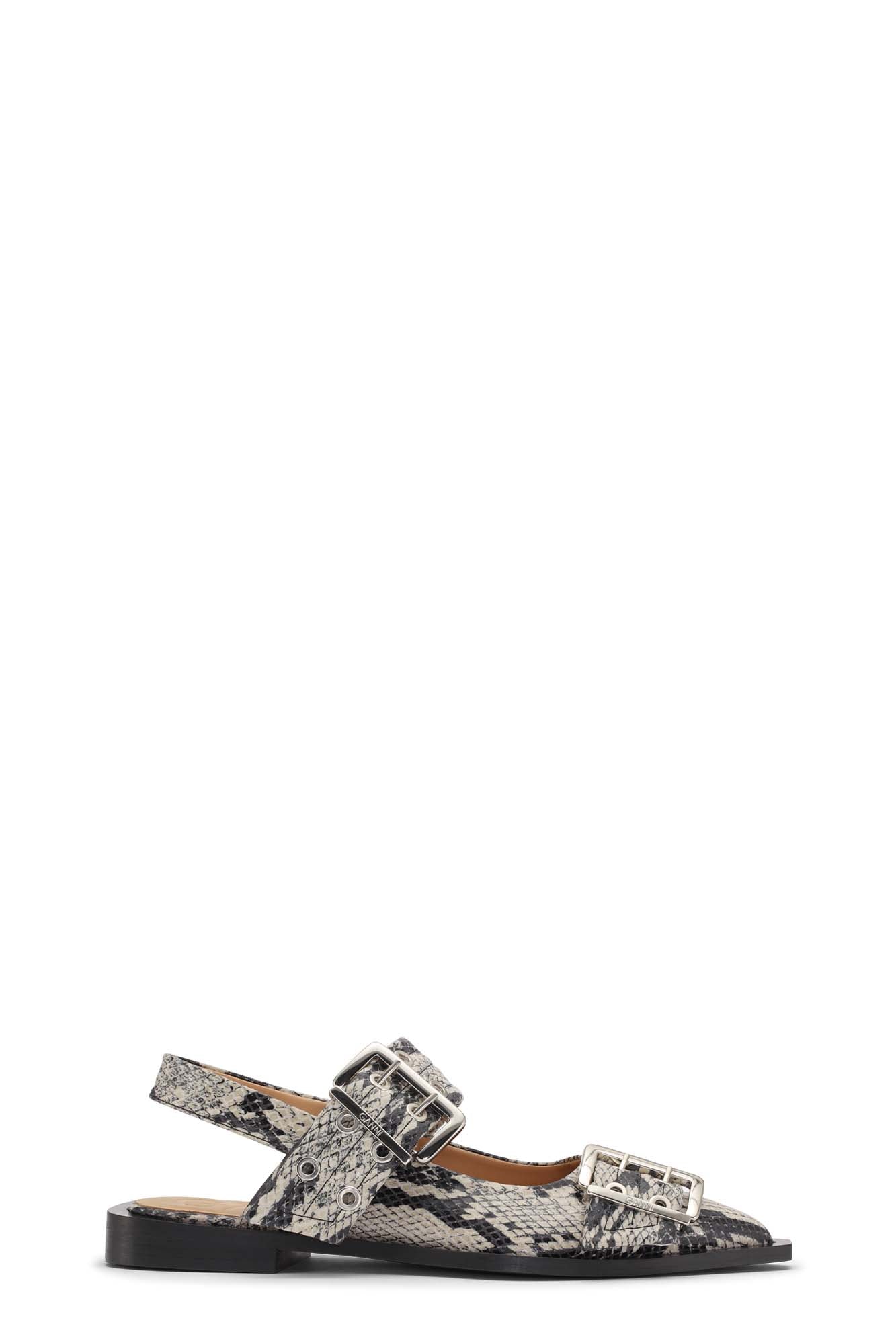 Feminine Buckle Ballerina Snake | Sand