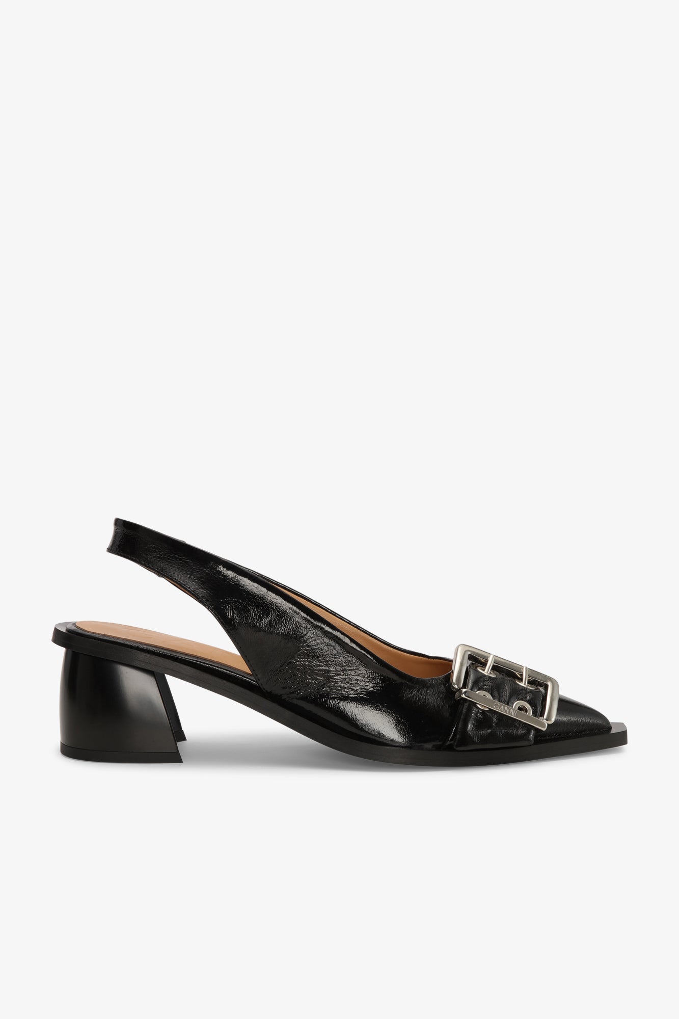 Feminine Naplack Buckle Slingback Pump | Black