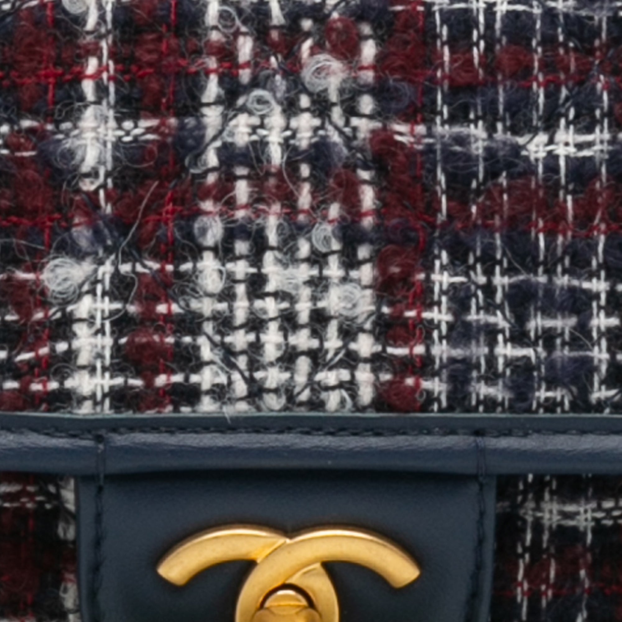 Chanel | Pre-Owned Small Tweed School Memory Top Handle Flap | Blue/Navy