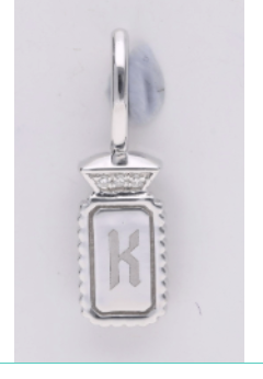 Rectangle Dog Tag Charm | Sterling Silver | White Lab Diamond