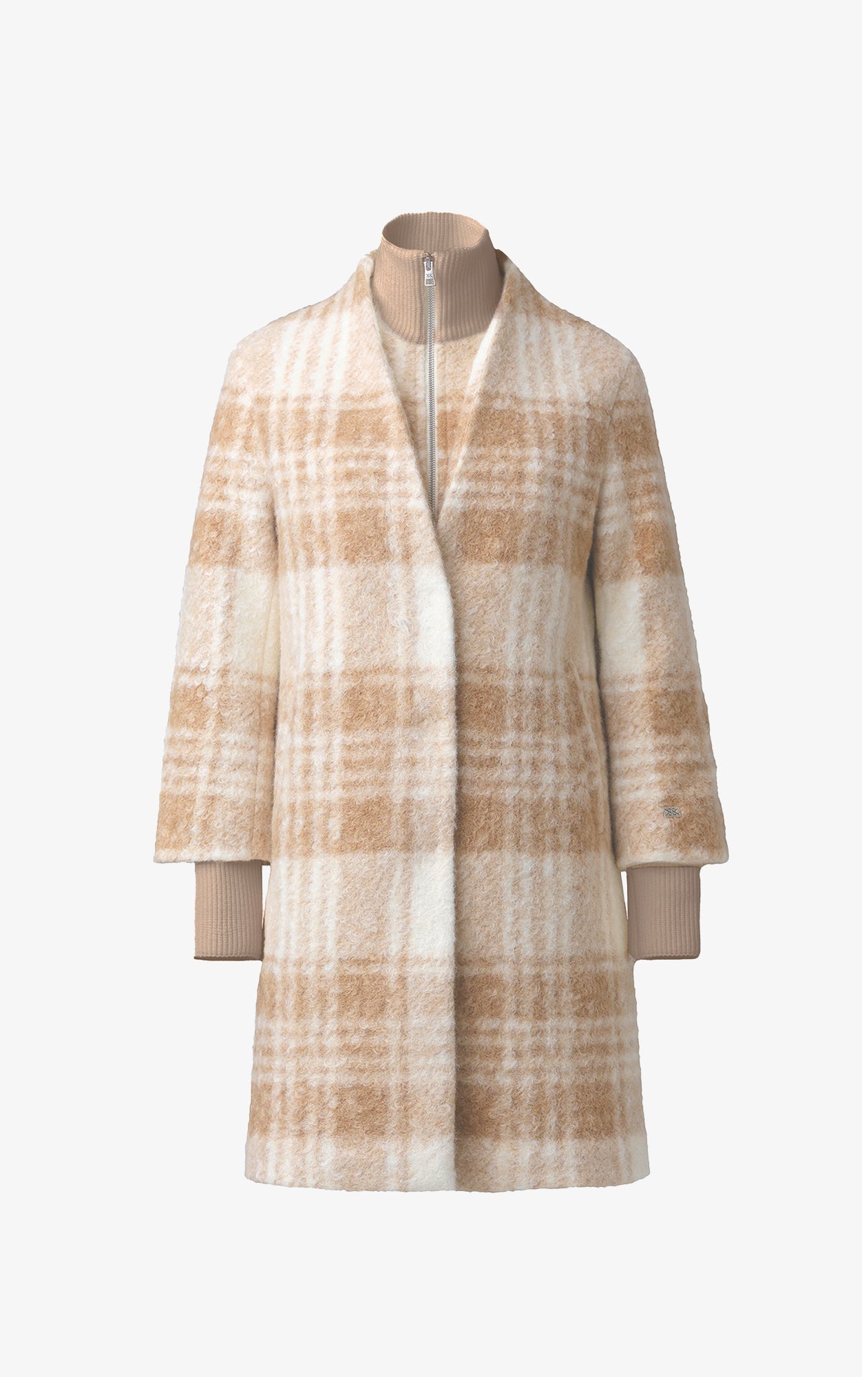 Samantha Straight-Fit Plaid Coat With Bib | Hush