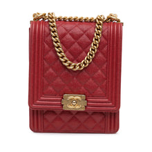 Chanel | Pre-Owned Quilted Caviar North South Boy Flap | Red