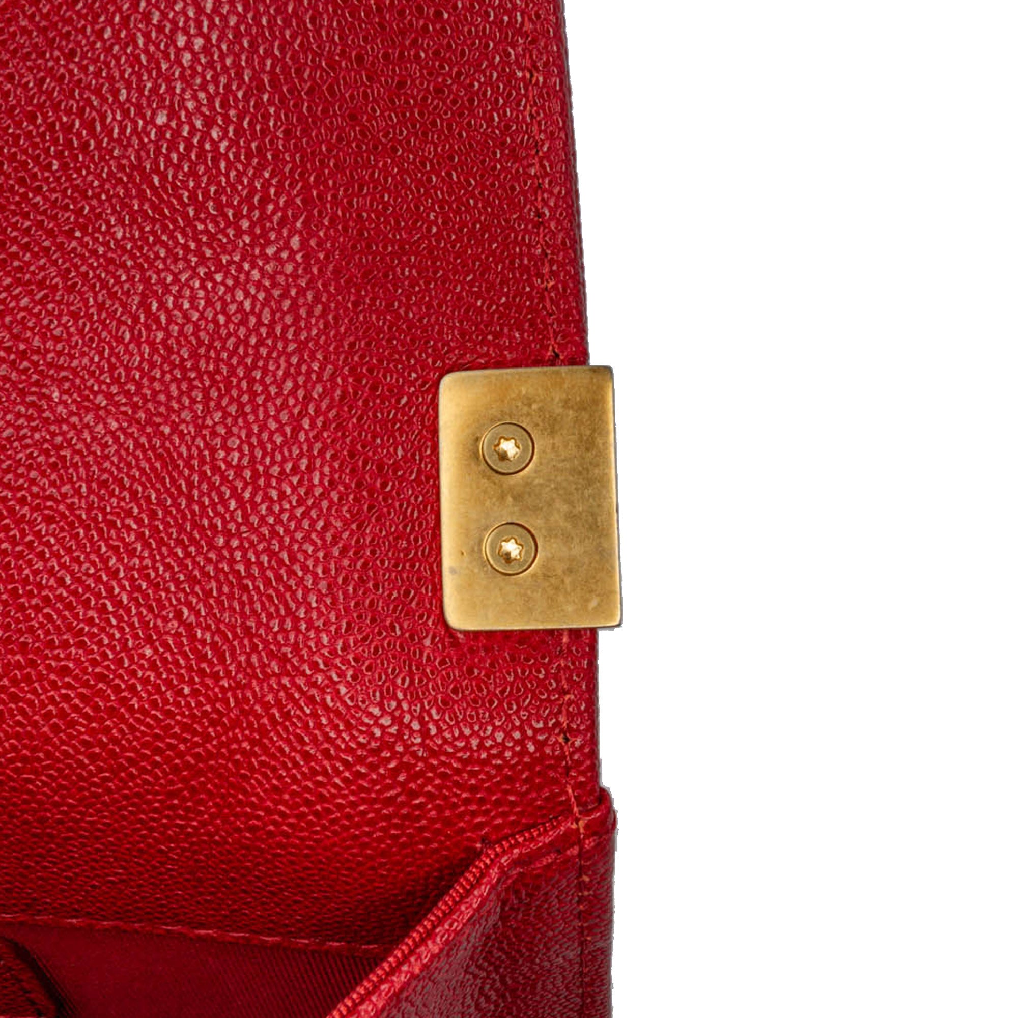 Chanel | Pre-Owned Quilted Caviar North South Boy Flap | Red