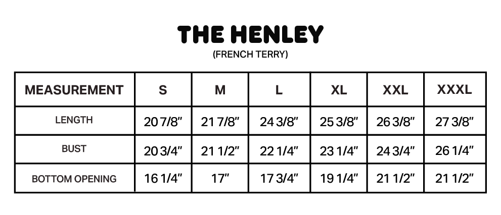 Product size guide