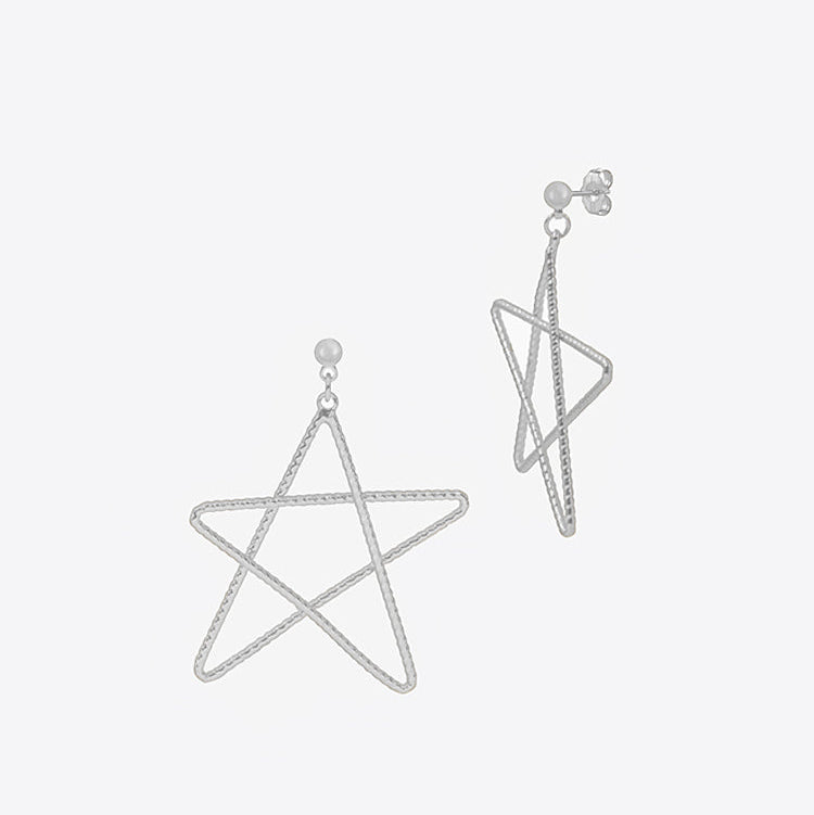 Scribble Star Dangle Earrings | Sterling Silver