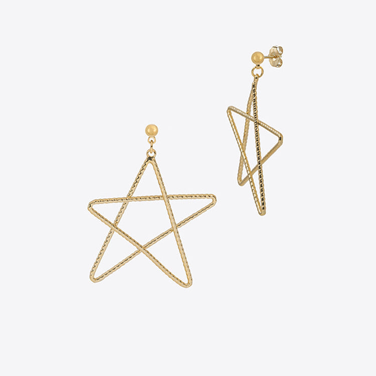 Scribble Star Dangle Earrings | Gold Vermeil