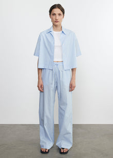 poplin resort pant in light blue/white stripe